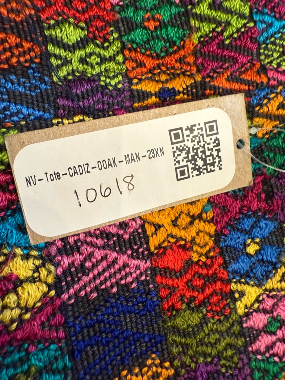 Nena & Co. Multicolor Woven Tote with Black Leather Trim - Picture 3 of 6